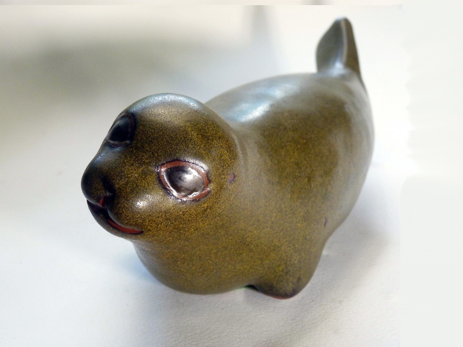 Vintage Mother Seal in Rare Brown Glaze