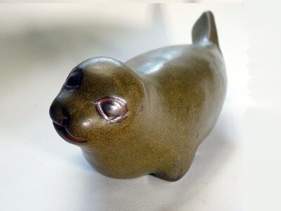 Vintage Mother Seal in Rare Brown Glaze