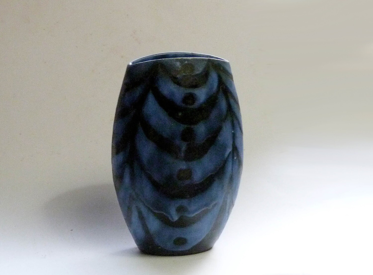 Cycladic Vase with Upward Turn in Blue Jewel Pattern By Elise