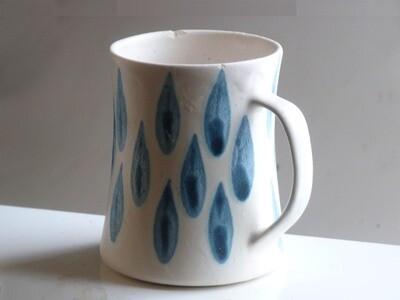 Vintage Hous Glass Mug in Blue Tear Drop Prototype