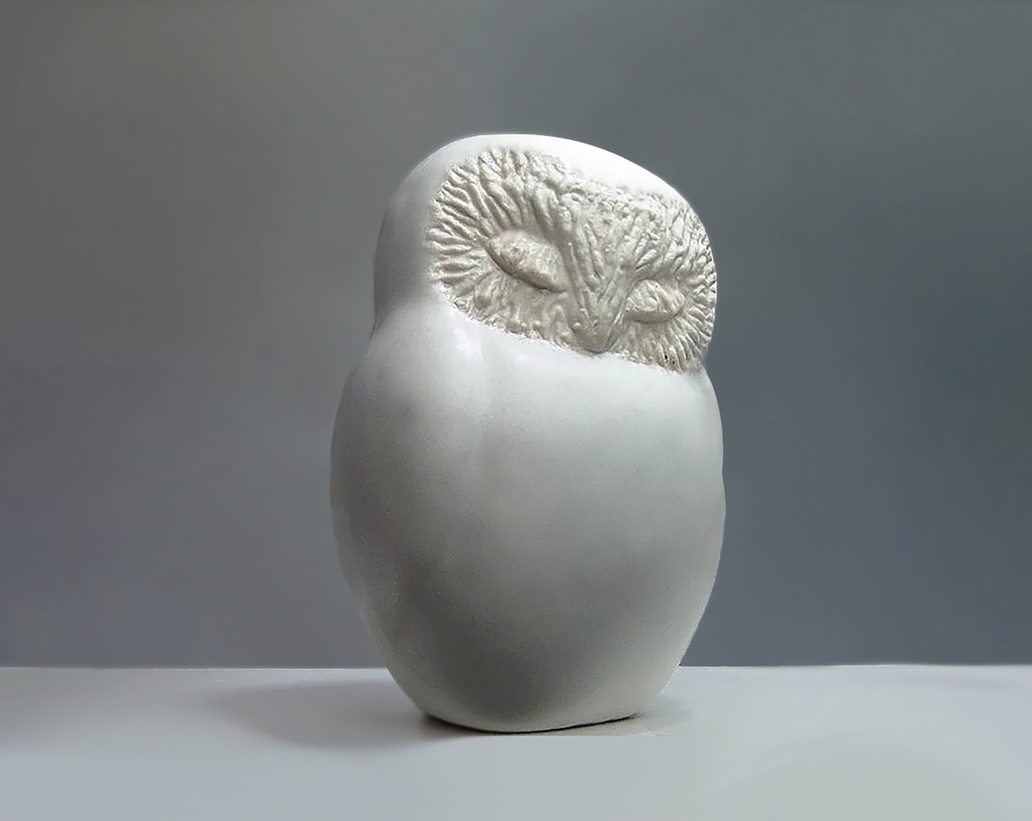 Ceramic Sleepy Owl in White Glaze