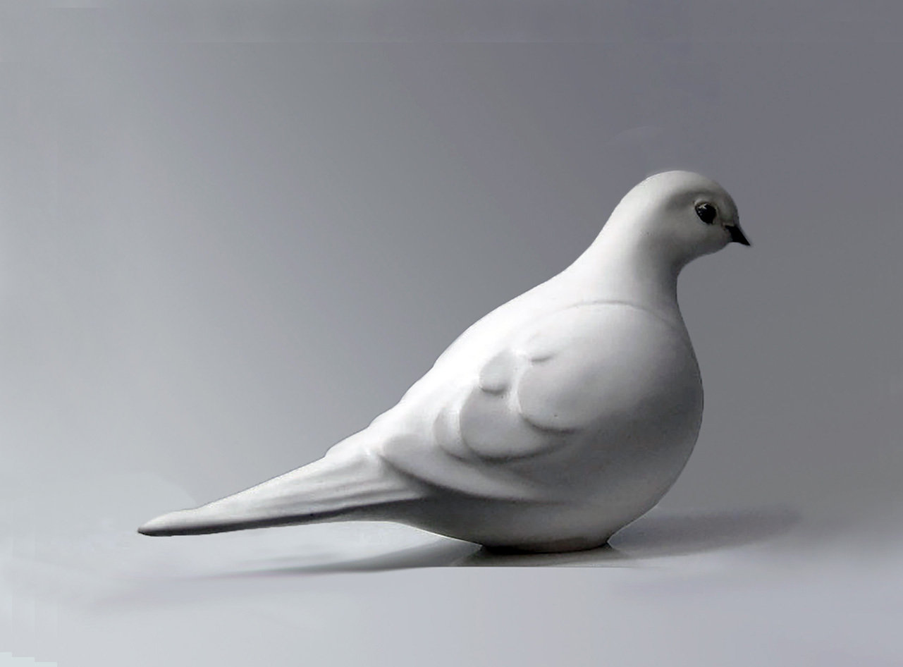 Dove Facing Right, Glazed in White