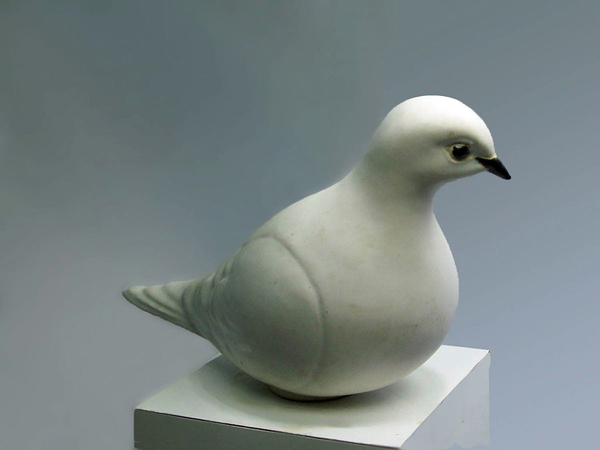 White Ceramic Dove, Facing Left,