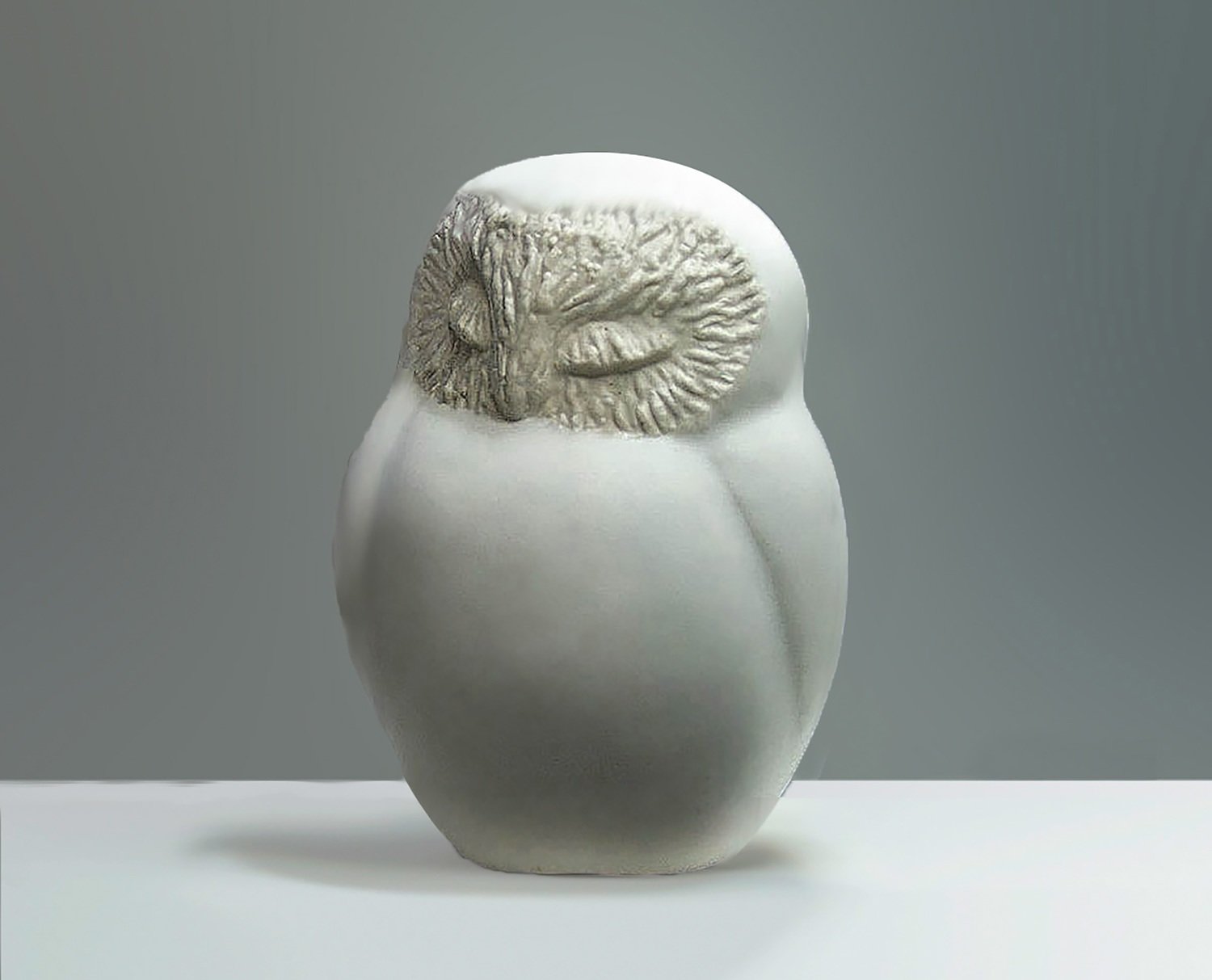 Ceramic Sleepy Owl in White Glaze, Second Quality