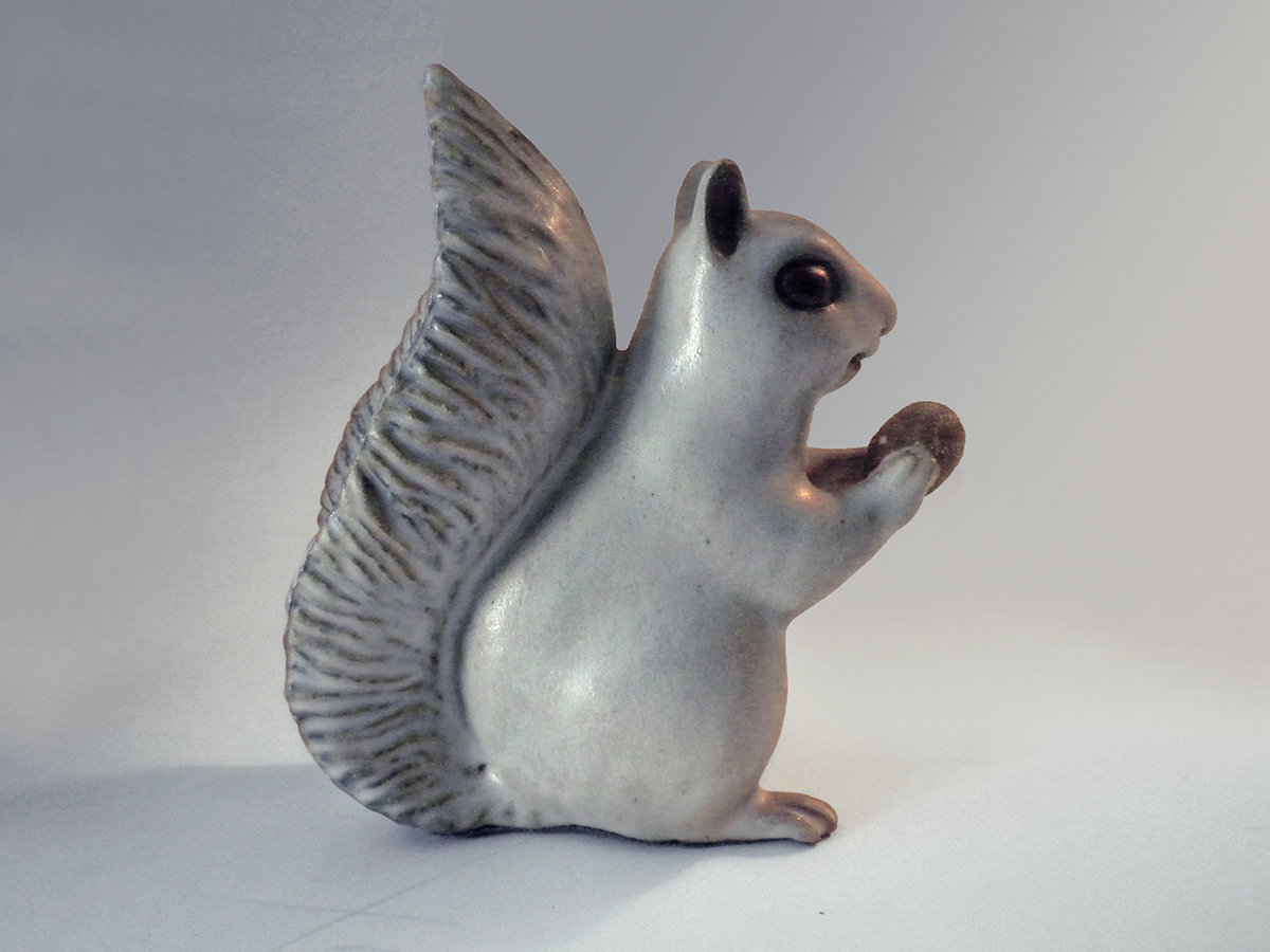 Vintage Stoneware Large Squirrel by Andersen Design, Hand Made in America circa 1970's or 80's