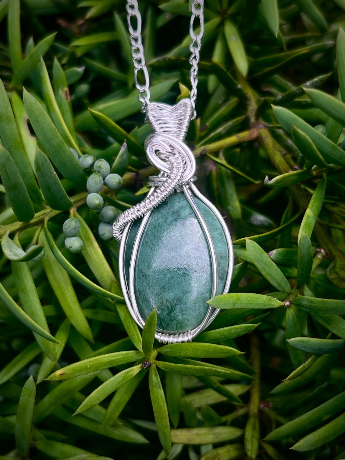Greenstone Pendant in Silver