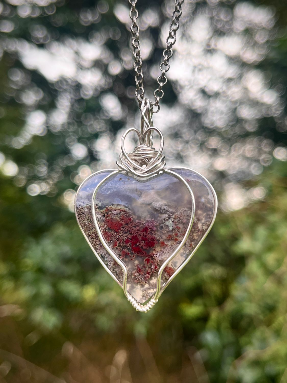 Moss Agate Heart Pendant