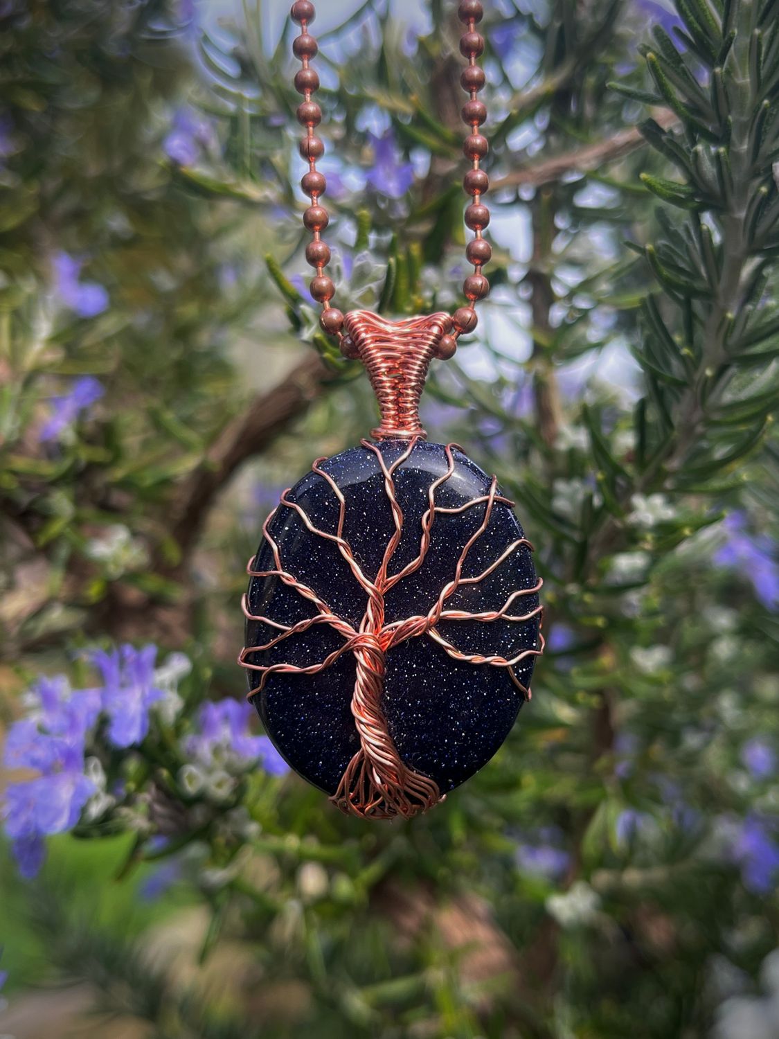 Purple Goldstone Tree Pendant