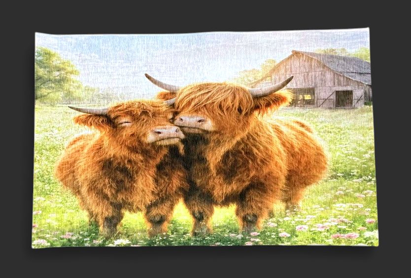 Cows In Field Area Rug