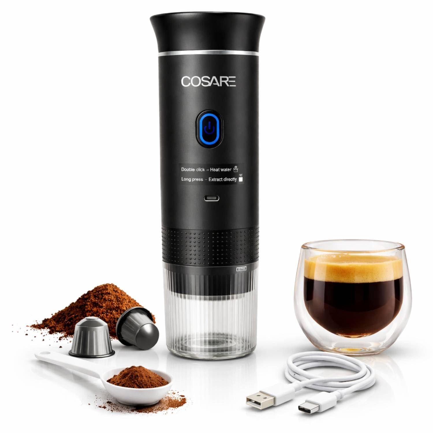 3 in 1 Espresso Coffee Maker – Single Serve,Ground Coffee Compatible – 19 Bar Pump, Fast Heating, C…