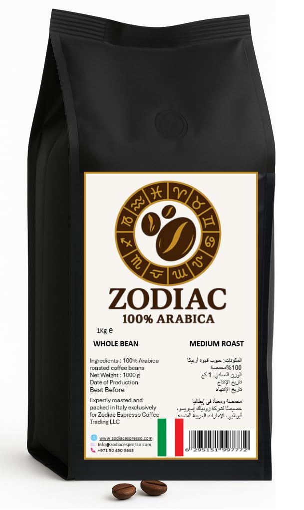 Zodiac Coffee beans, 1kg,100% Arabica Whole Bean, Medium Roast, Premium Italian Roasted Coffee, (10…