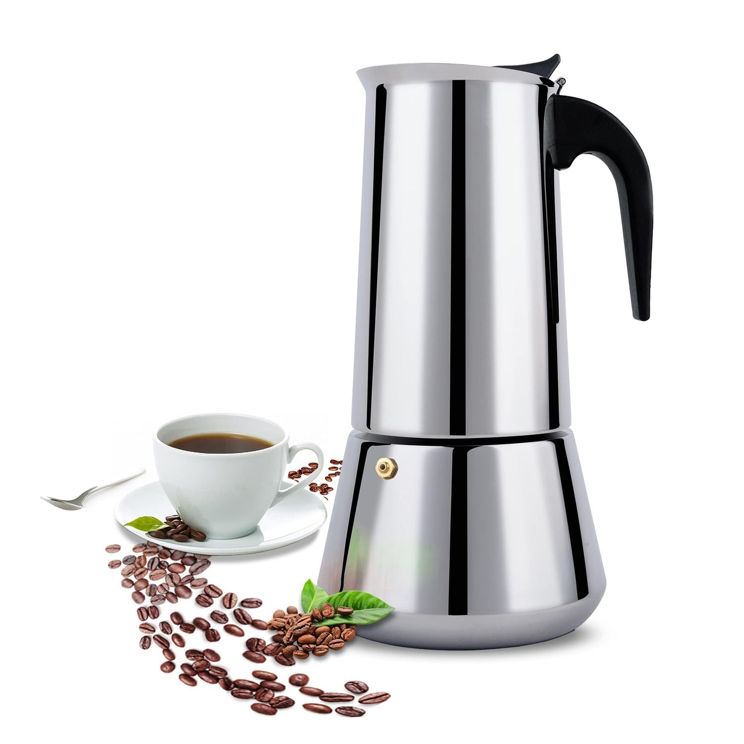 Excefore Stovetop Espresso Maker, 12cup Coffee Maker Moka Pot, Stainless Steel Classic Espresso Mok…