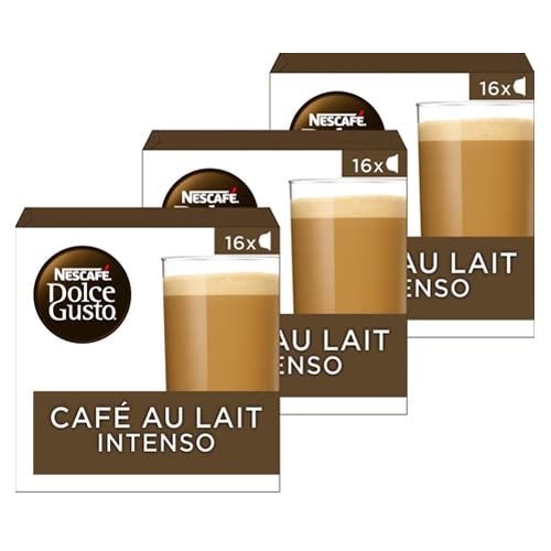 NESCAFÉ DOLCE GUSTO Cafe Au Lait Intenso 16 capsules, 160 gm, Pack of 3, brown