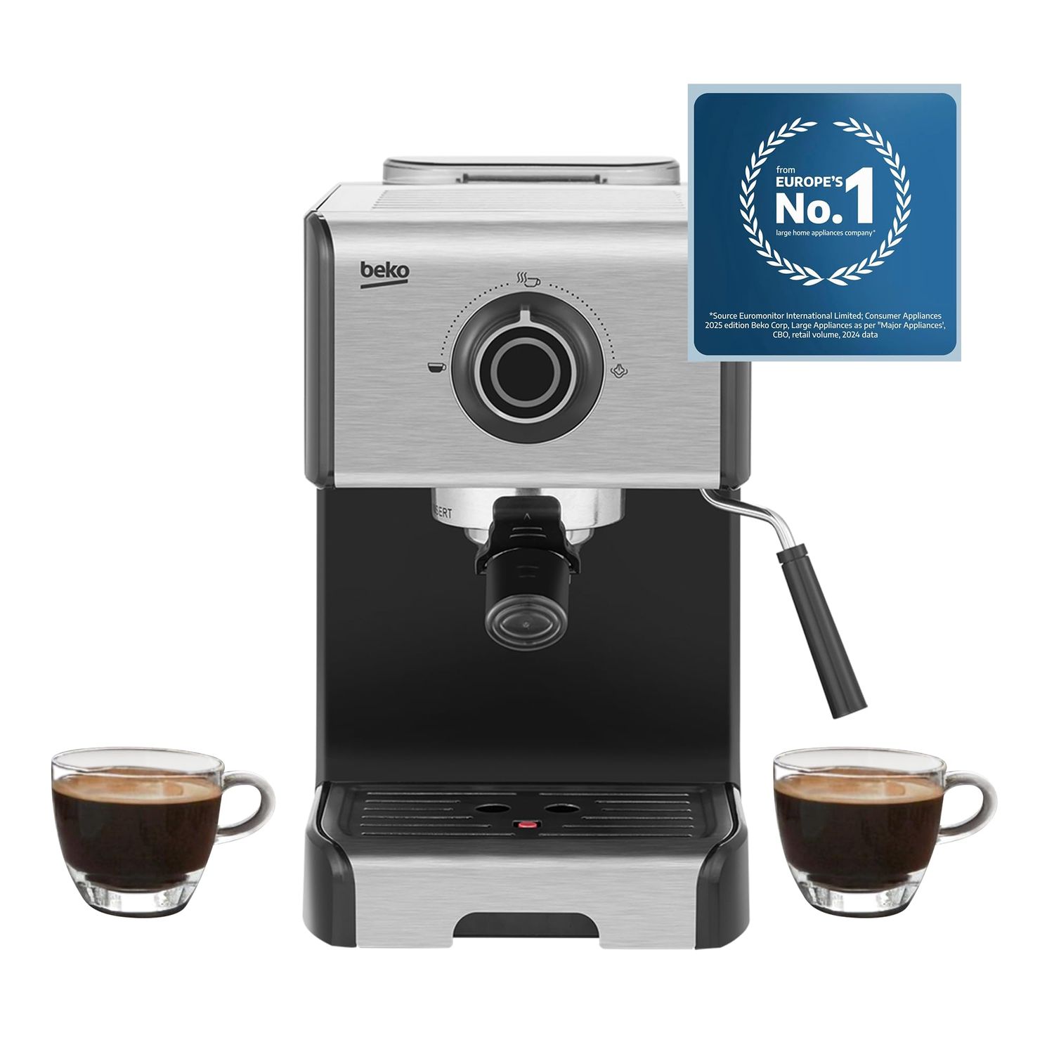 Beko CEP5152B Espresso Machine 15 Bar Pump Pressure, One Touch Brews Espresso. Removable Drip Tray …