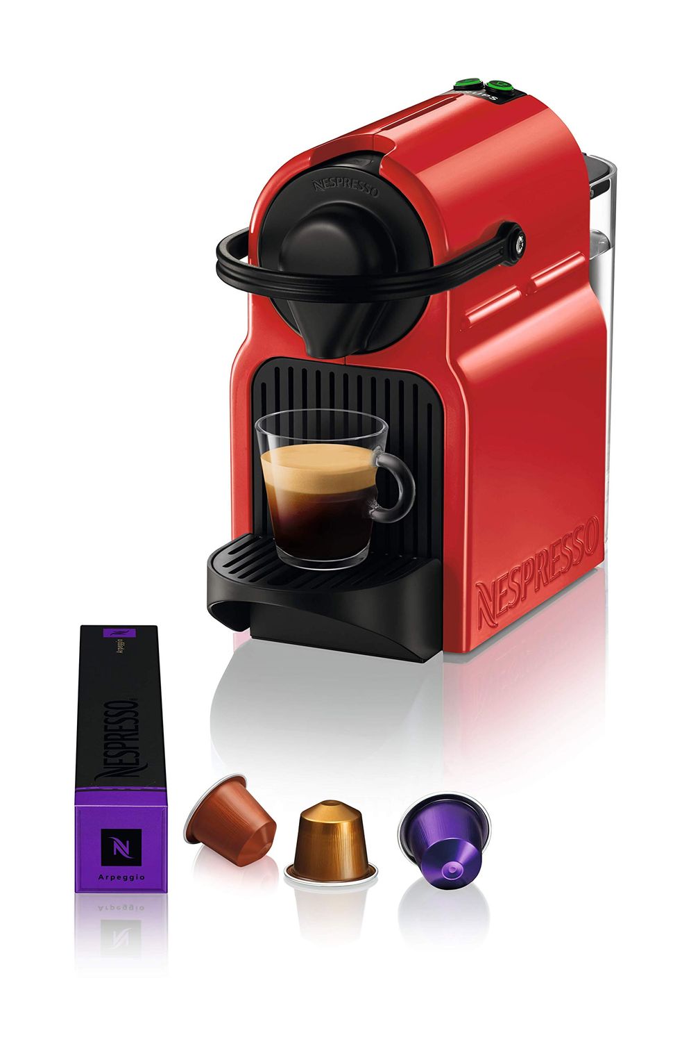 Nespresso Inissia Coffee Capsule Machine, Ruby Red by Krups - International Version - No Nespresso …