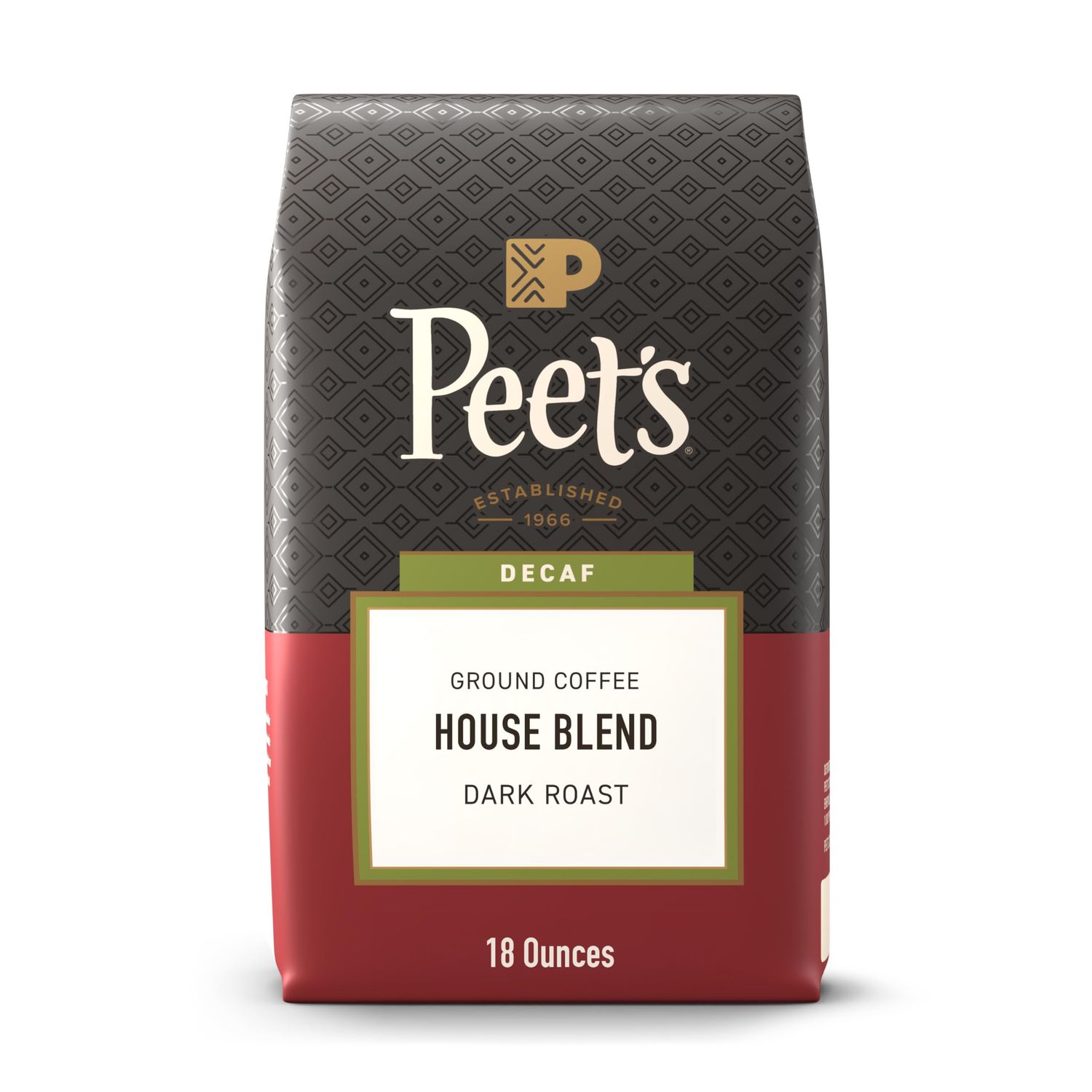 Peet's Coffee, Dark Roast Ground Coffee, Decaffeinated Arabica Coffee - Decaf House Blend 18 Ounce …