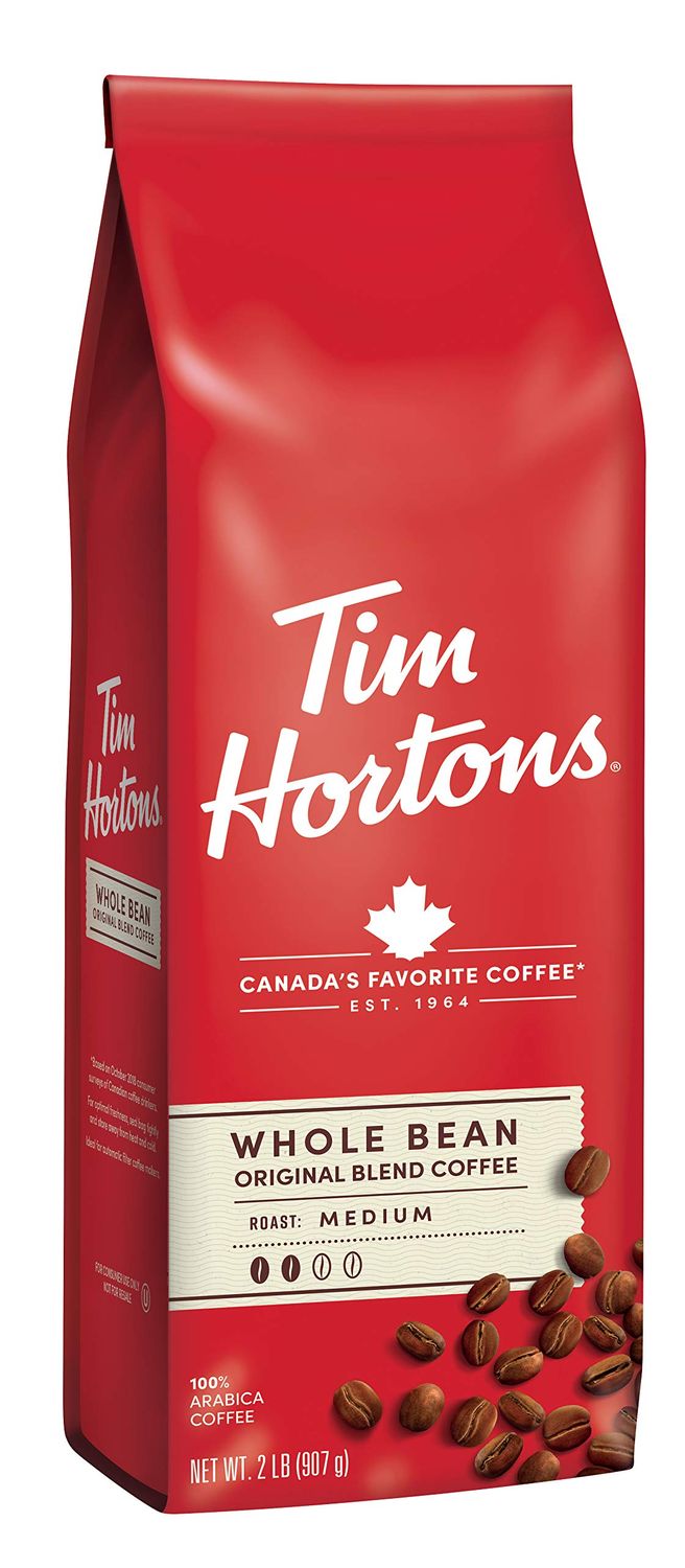 Tim Hortons 100% Arabica Medium Roast, Original Blend, Whole Bean Coffee, 2 pound Bag