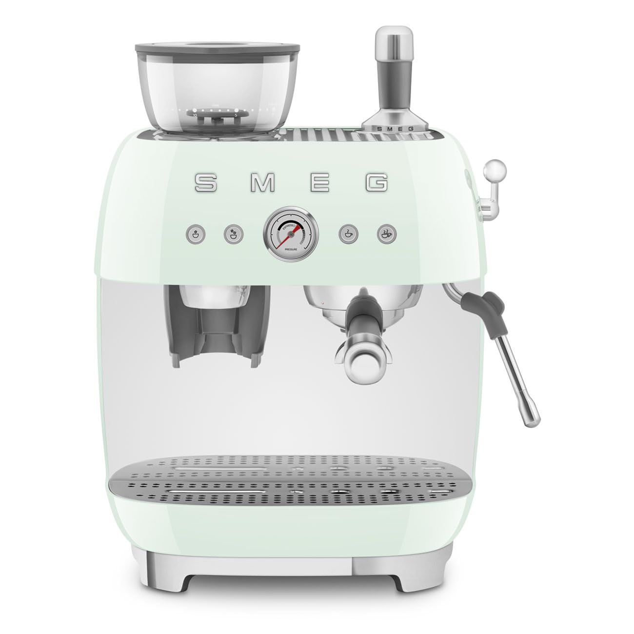 Smeg ‘50’s Style’ Coffee Machine with Built in Grinder - Pastel Green EGF03PGAU - International Ver…