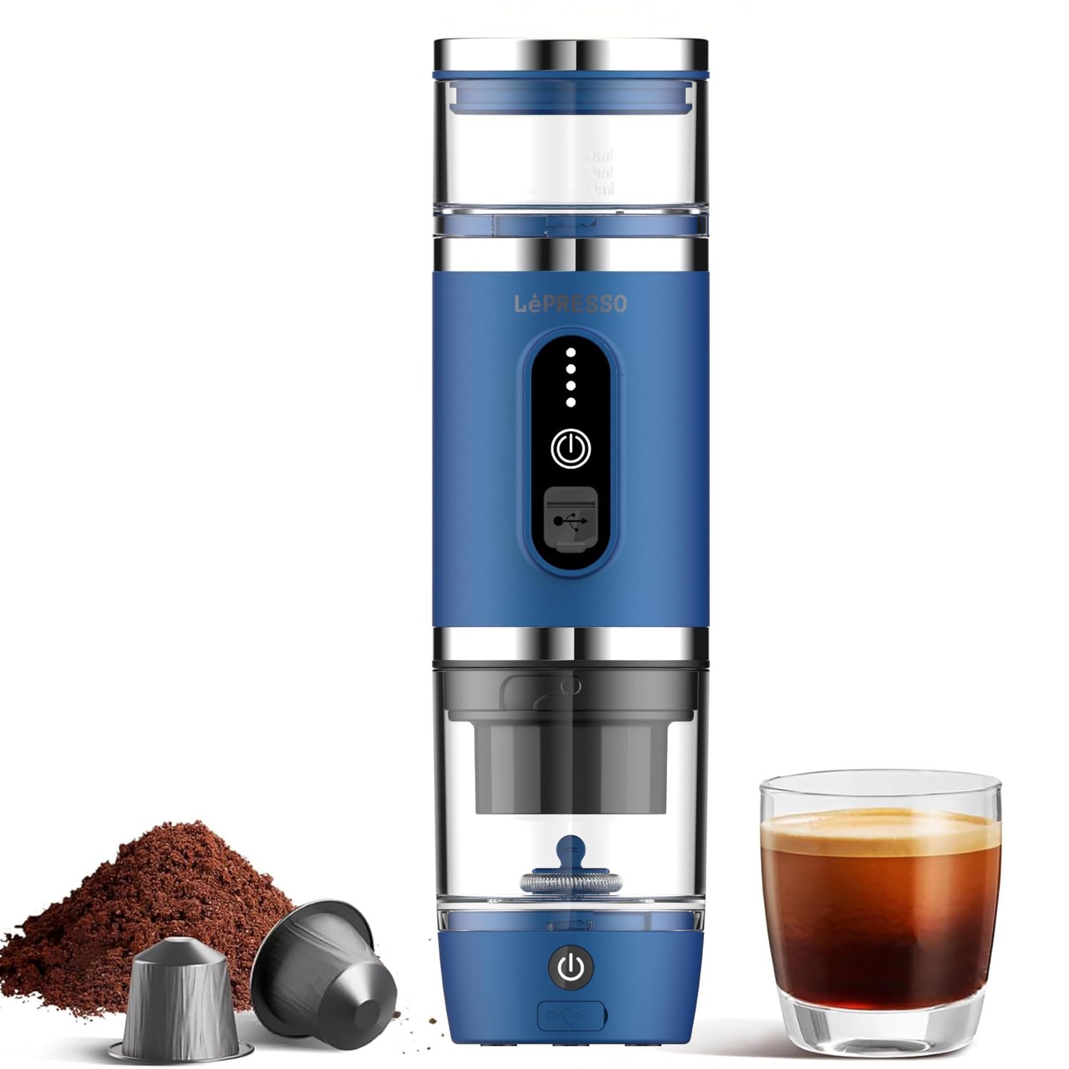 LePresso 4-in-1 Portable Coffee Machine with Milk Frother, 20Bar Espresso Machine, Capsule Coffee M…