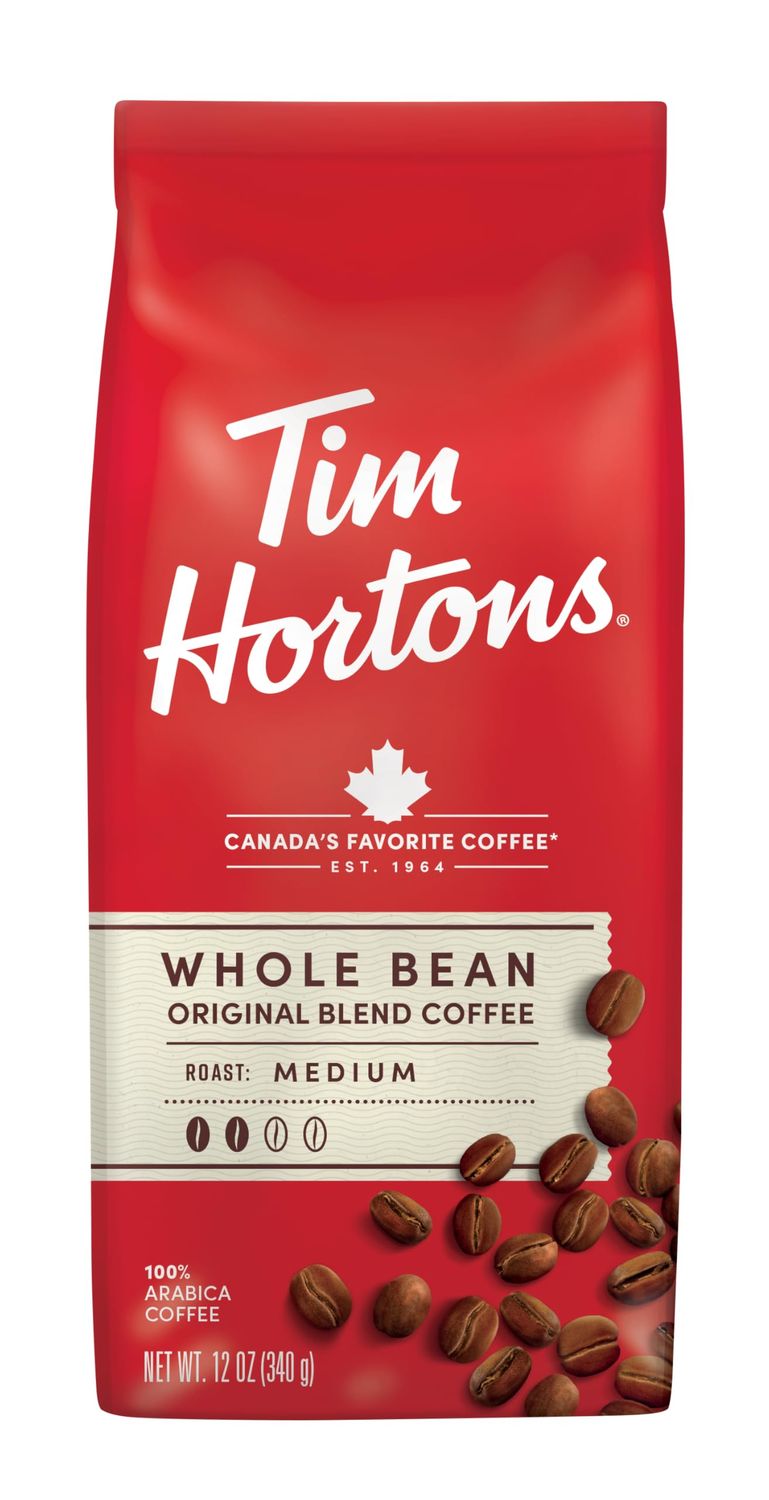 Tim Hortons 100% Arabica Medium Roast, Original Blend, Whole Bean Coffee, 12 Ounce