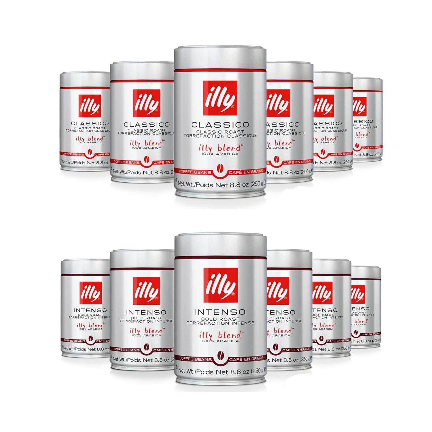 Illy Whole Bean Coffee Combo – 6x Classico Medium Roast + 6x Intenso Dark Roast – 100% Arabica, 250…