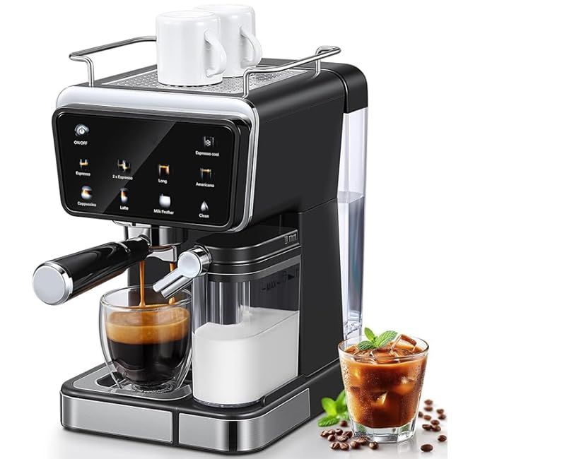 Hot &amp; Cold Brewing Coffee Machine, Espresso Machine with Milk Frother, 20Bar Latte Maker, Touch Pan…
