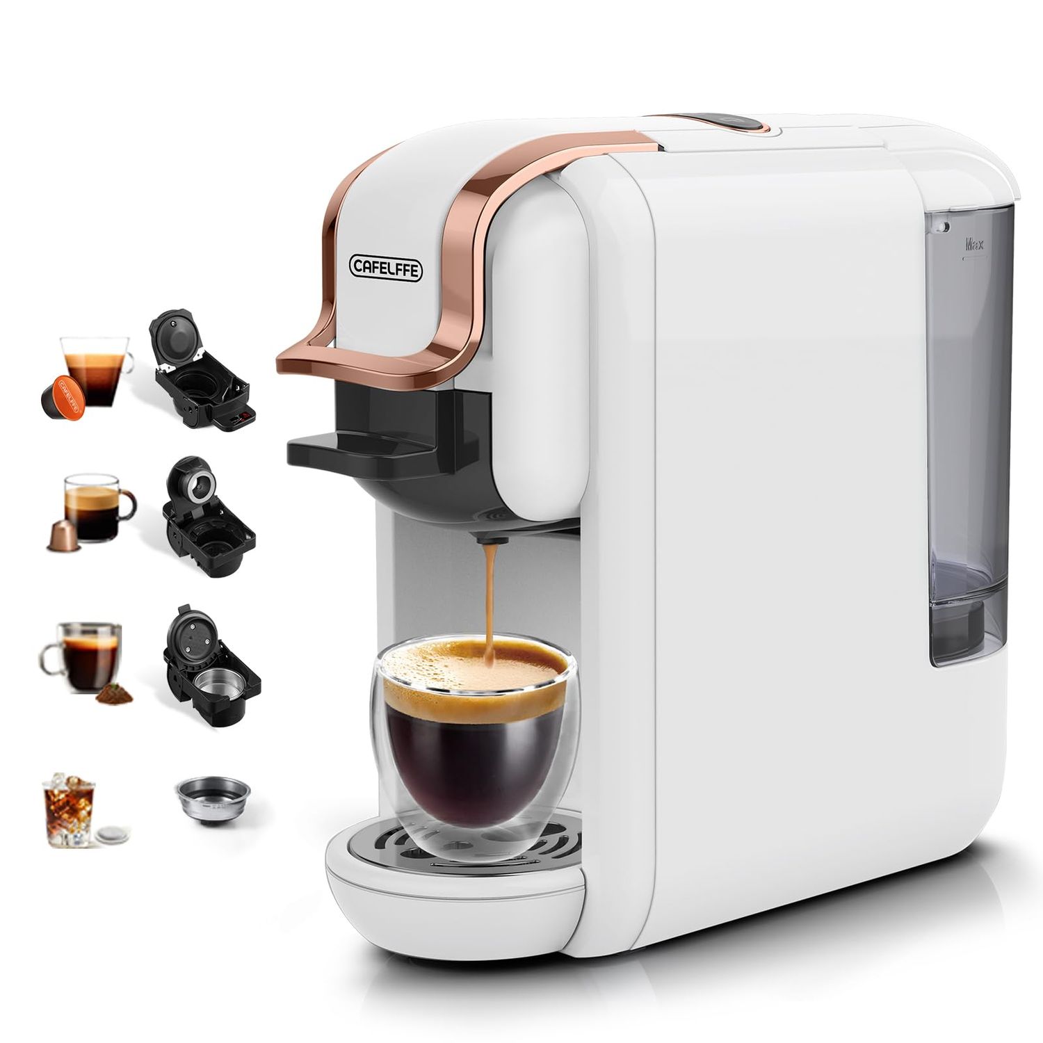 Cafelffe MK-603 Capsule Coffee Machine, 19 Bar 4-in-1 Hot/Cold Espresso Maker, Compatible Nes*/DG* …