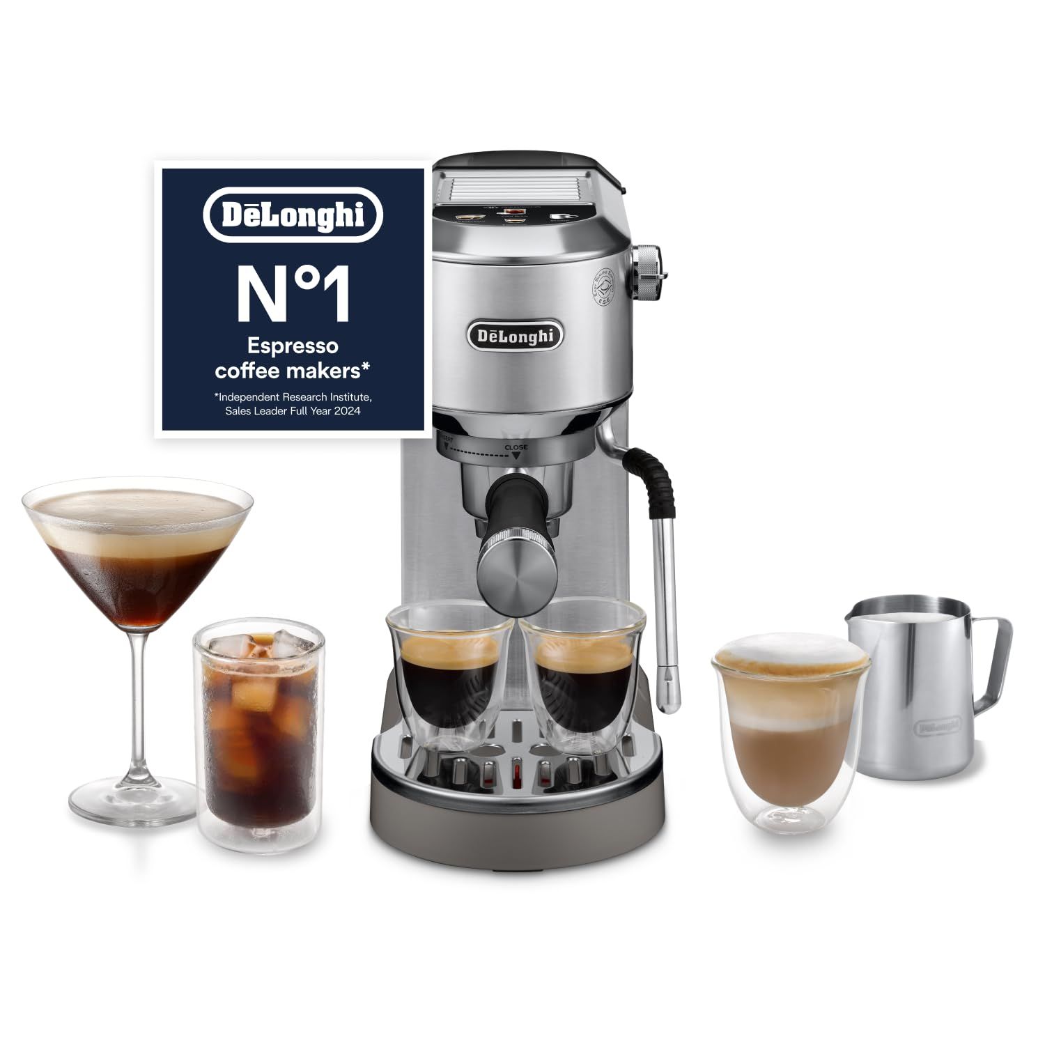 De'Longhi Dedica Duo EC890.M, Traditional Barista Pump Machine, Espresso And Cold Brew, Manual Coff…