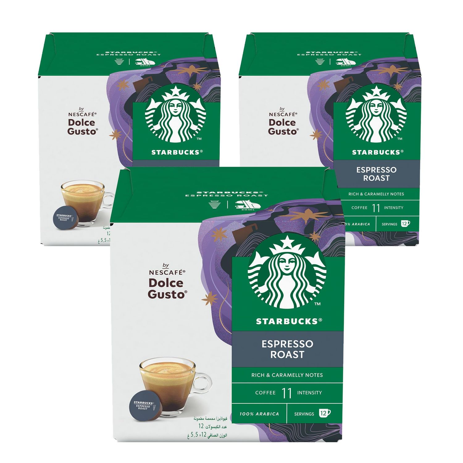 Starbucks Espresso Roast By Nescafe Dolce Gusto Dark Coffee (3X12 Capsules)