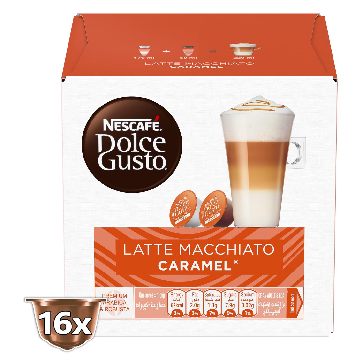 Nescafe Dolce Gusto Caramel Latte Macchiato Coffee 16 Capsules