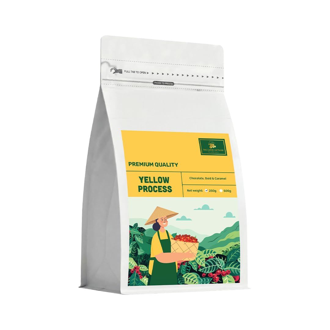 The Caphe Vietnam Robusta Coffee – Yellow Process (Single Origin, Ground) 250g | Medium Roast, Bold…