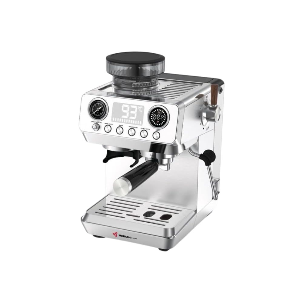 MEBASHI ME-CCM2074 Commercial Digital Coffee Machine with Built-in Grinder, 1.8L Water Tank, 110g B…