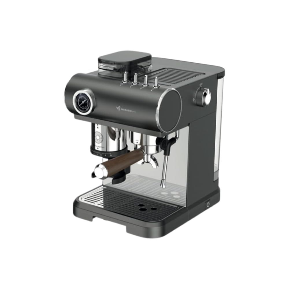 MEBASHI Commercial Espresso Machine with Built-in Grinder, 19 Bar, 1.5L Tank, 1350 W, Black (ME-CCM…