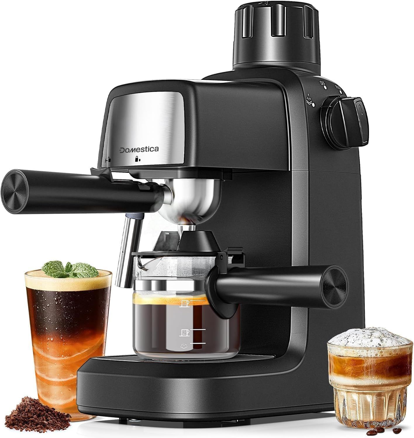 DOMESTICA Brewcraft 3.5 Bar Espresso Coffee Machine for Home | 800W Fastbrew Technology, Preheating…