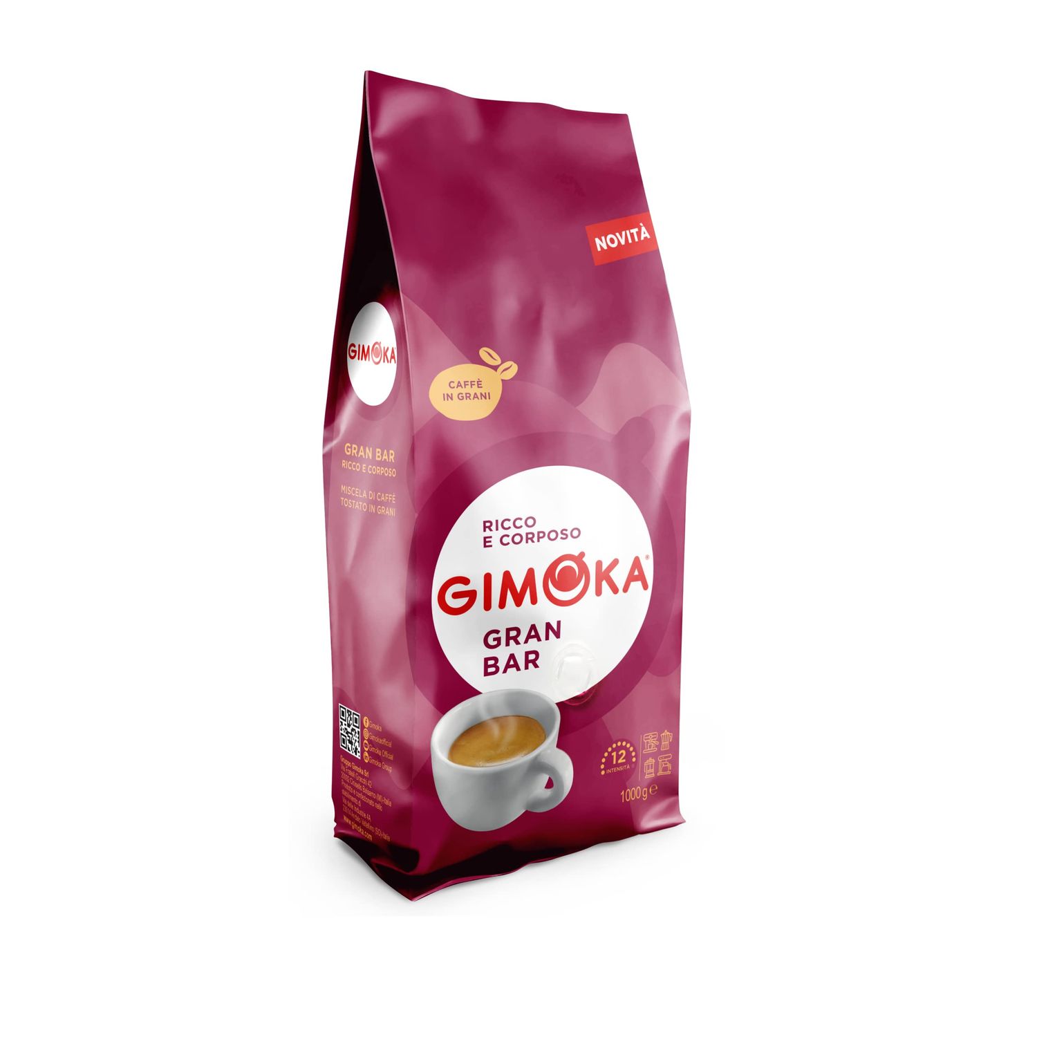 Gimoka Gran Bar Whole Roasted Coffee Beans 1kg | Intensity 12 Extra Strong &amp; Bold Espresso Blend | …