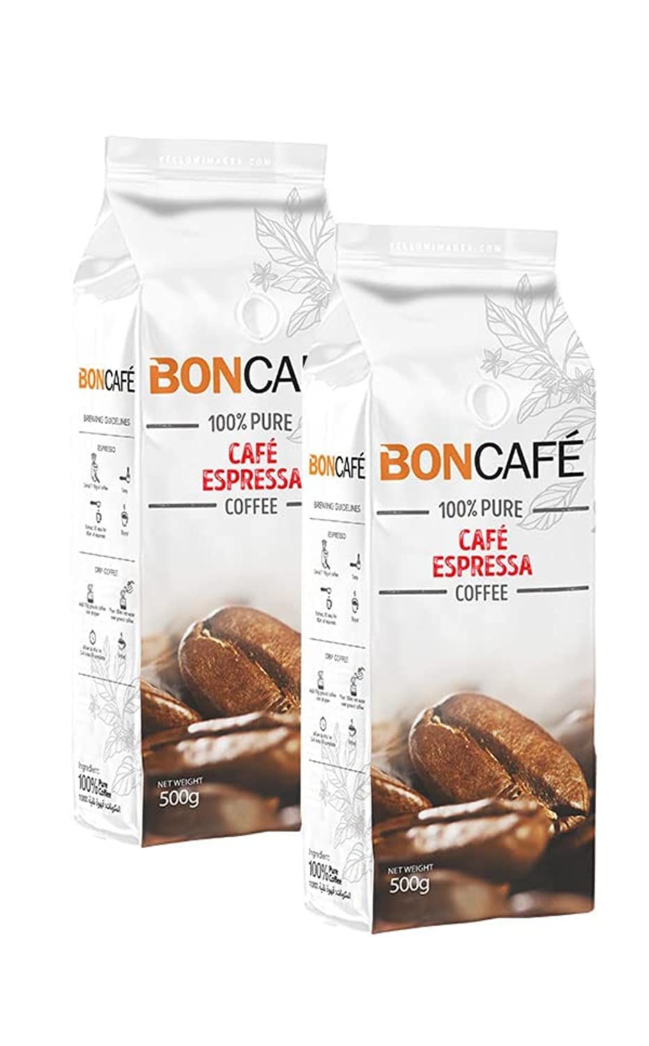 BONCAFE Espresso Whole Beans Coffee, 500g - Pack of 2