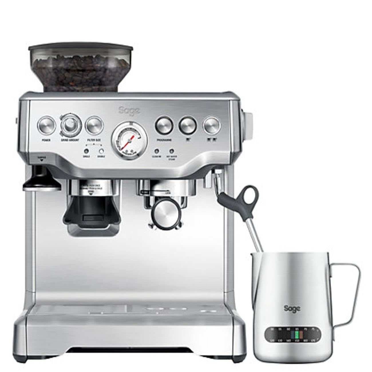 Sage - The Barista Express - Bean to Cup Coffee Machine with Grinder and Milk Frother, Brushed Stai…