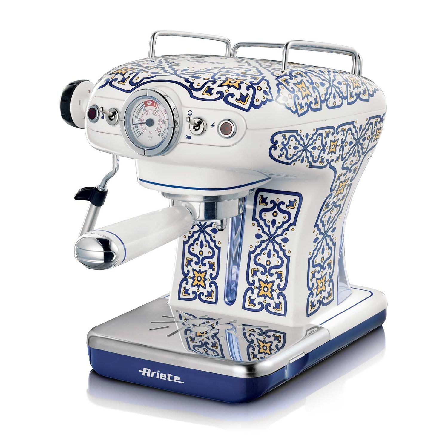Ariete 1389 Capri Coffee Maker, 850W, Tank Capacity 0.9L, Filter ½ Cups, Drip Tray, Cappuccinatore