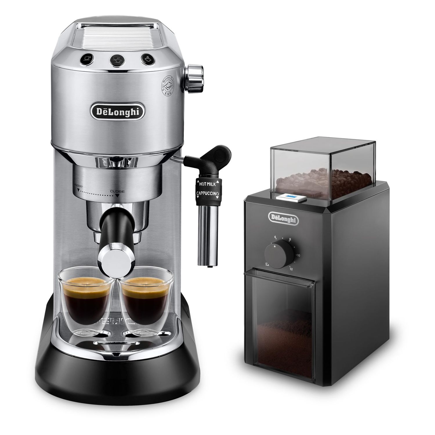 De'Longhi Dedica Pump Espresso Manual Coffee Machine with FREE Electric Coffee Grinder | Cappuccino…