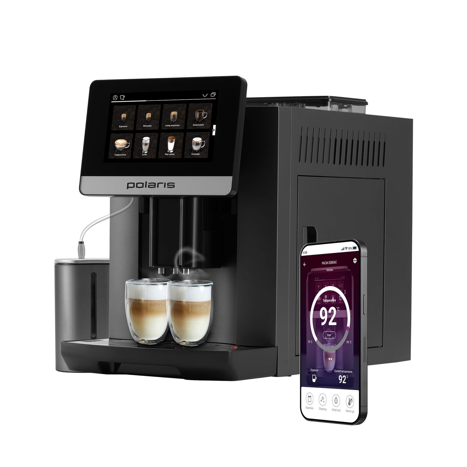 Polaris PACM 2080 Automatic Espresso &amp; Coffee Machine, 20-Bar Italian Pump, 19 Auto Programs, PROFI…
