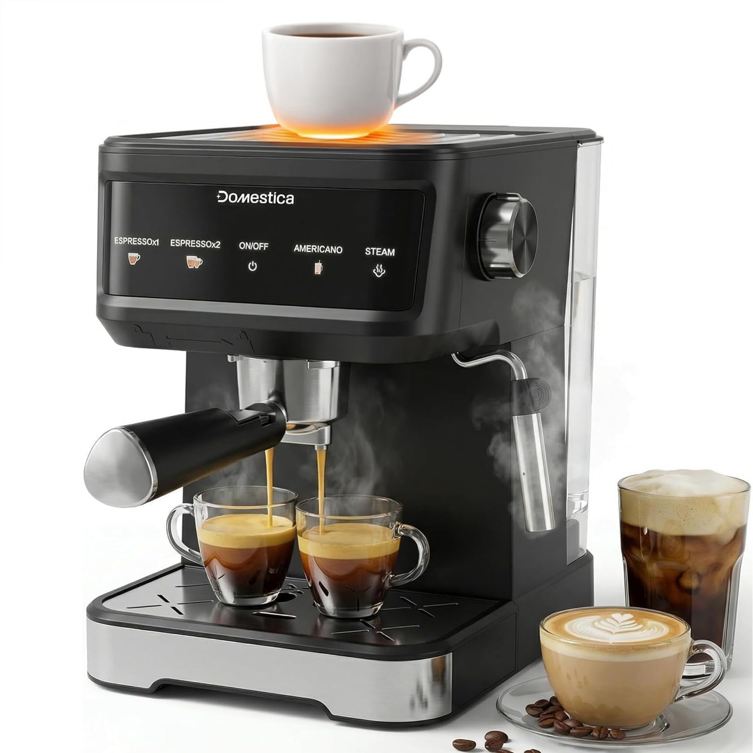 DOMESTICA Brewcraft Pro Espresso Coffee Maker Machine for Home | 20 Bar Professional Pressure with …