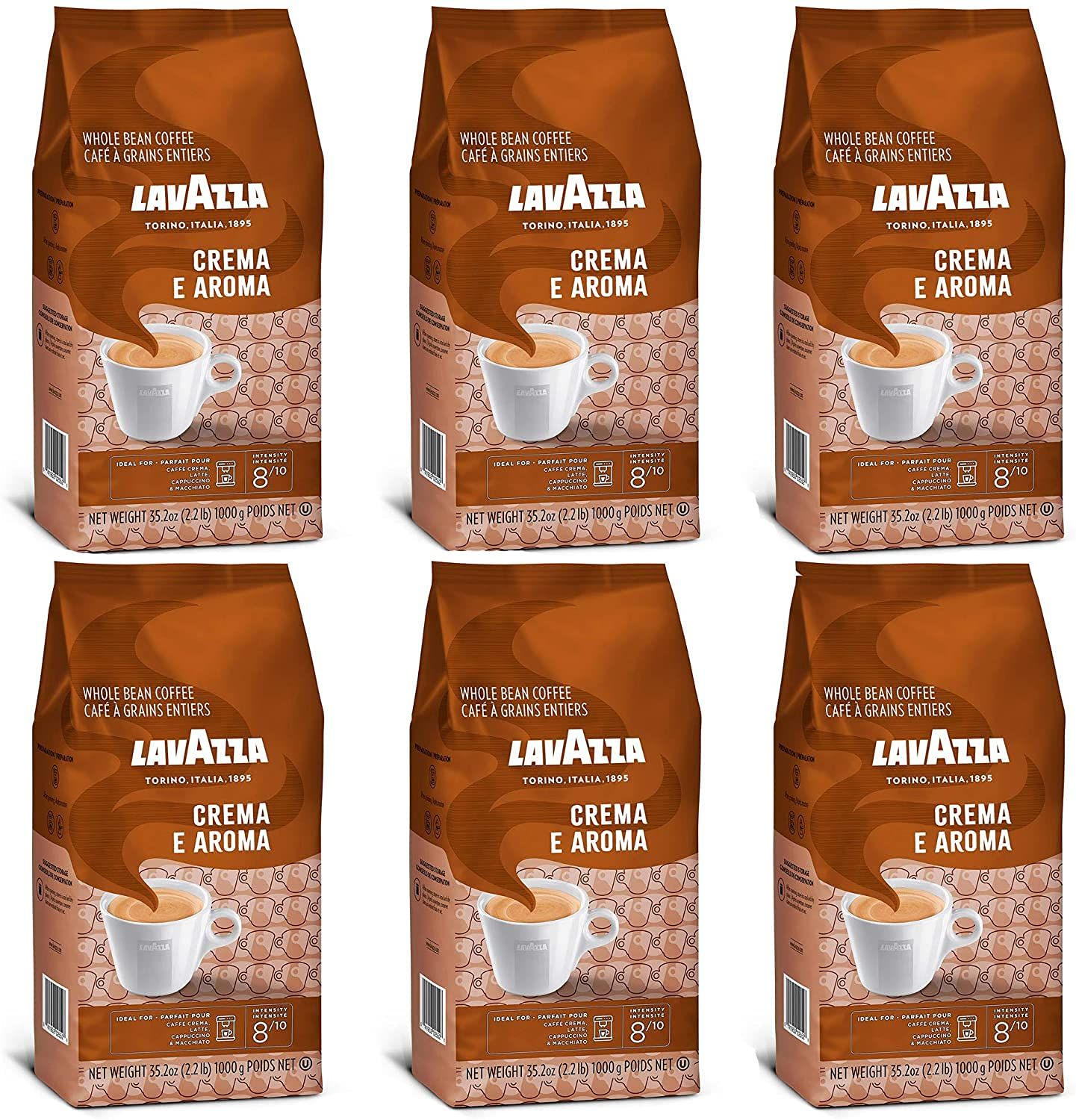 Lavazza Crema E Aroma Coffee Beans, Pack of 6, 6 x 1000g