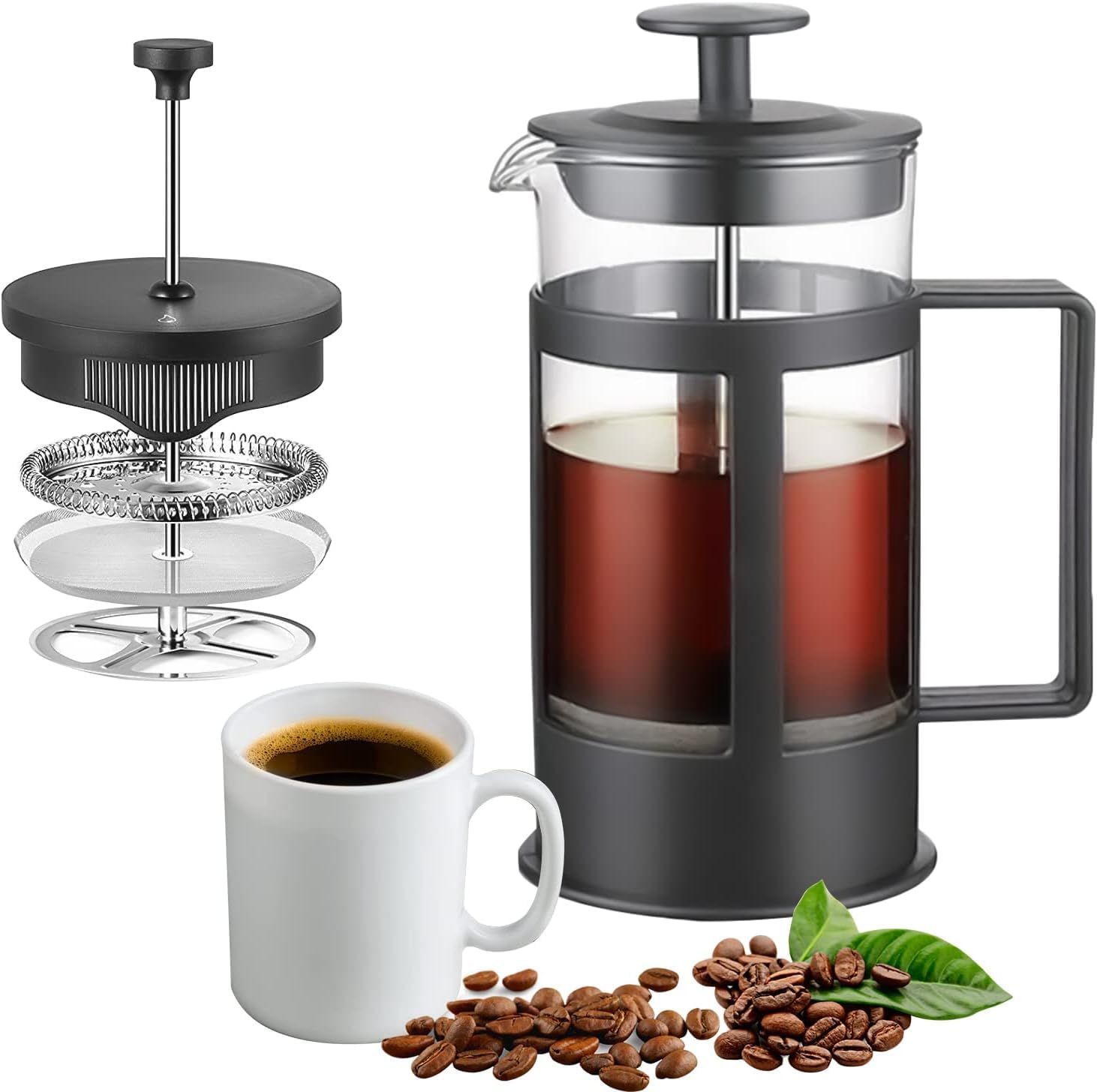 MOMENT French Press Coffee and Tea Maker 1000ML, Borosilicate Glass Coffee Press, Stainless Steel F…
