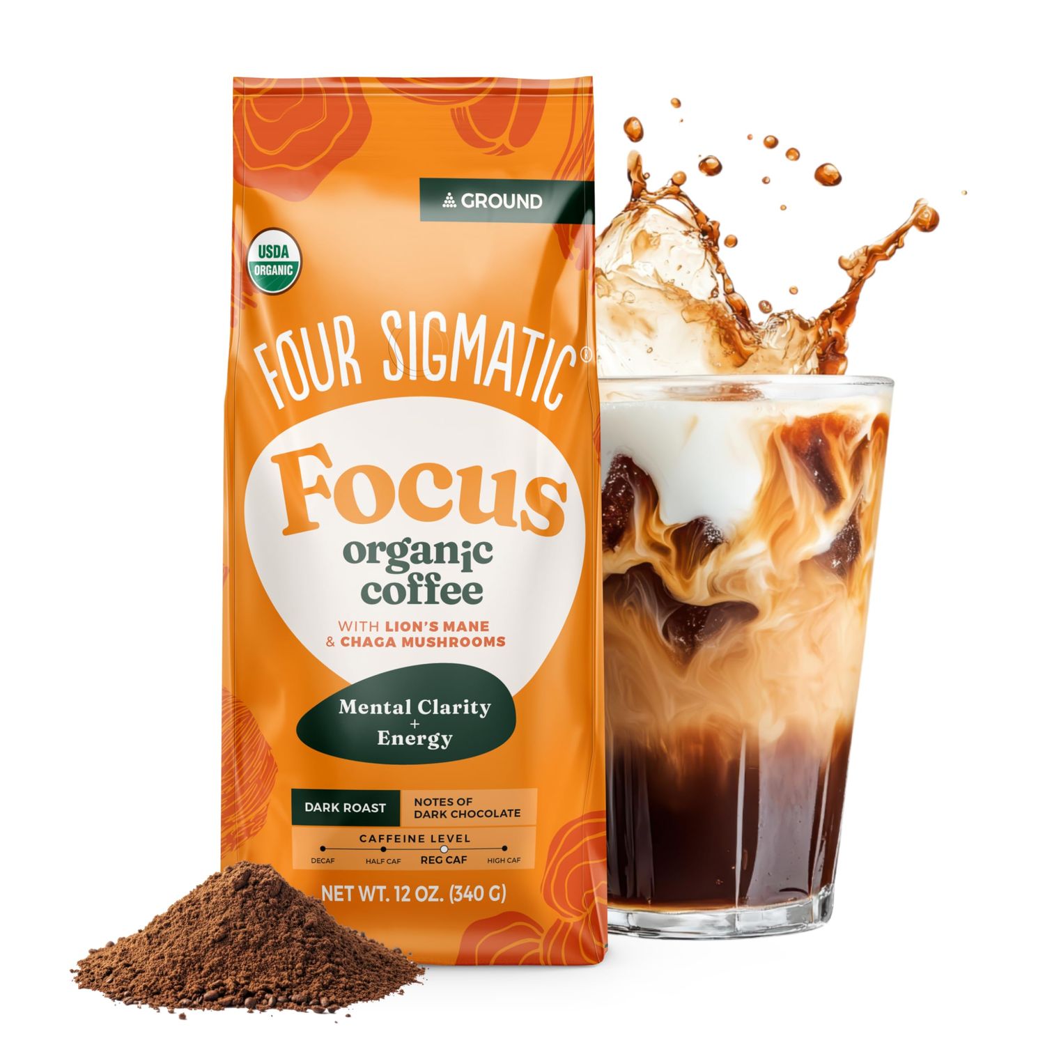 Four Sigmatic Mushroom Ground Coffee with Lion's Mane, Think, Dark Roast, 283 G