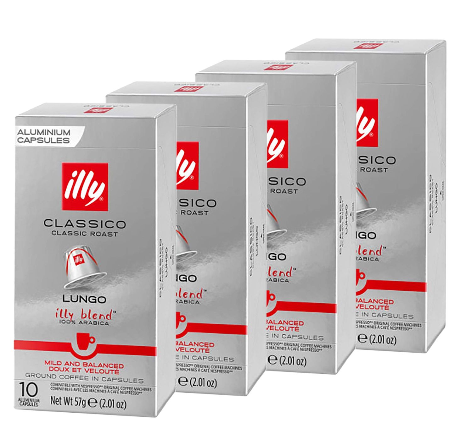 illy Lungo Classico Coffee, Classic Roast (Medium Roast) (40-Count single serve capsules, compatibl…