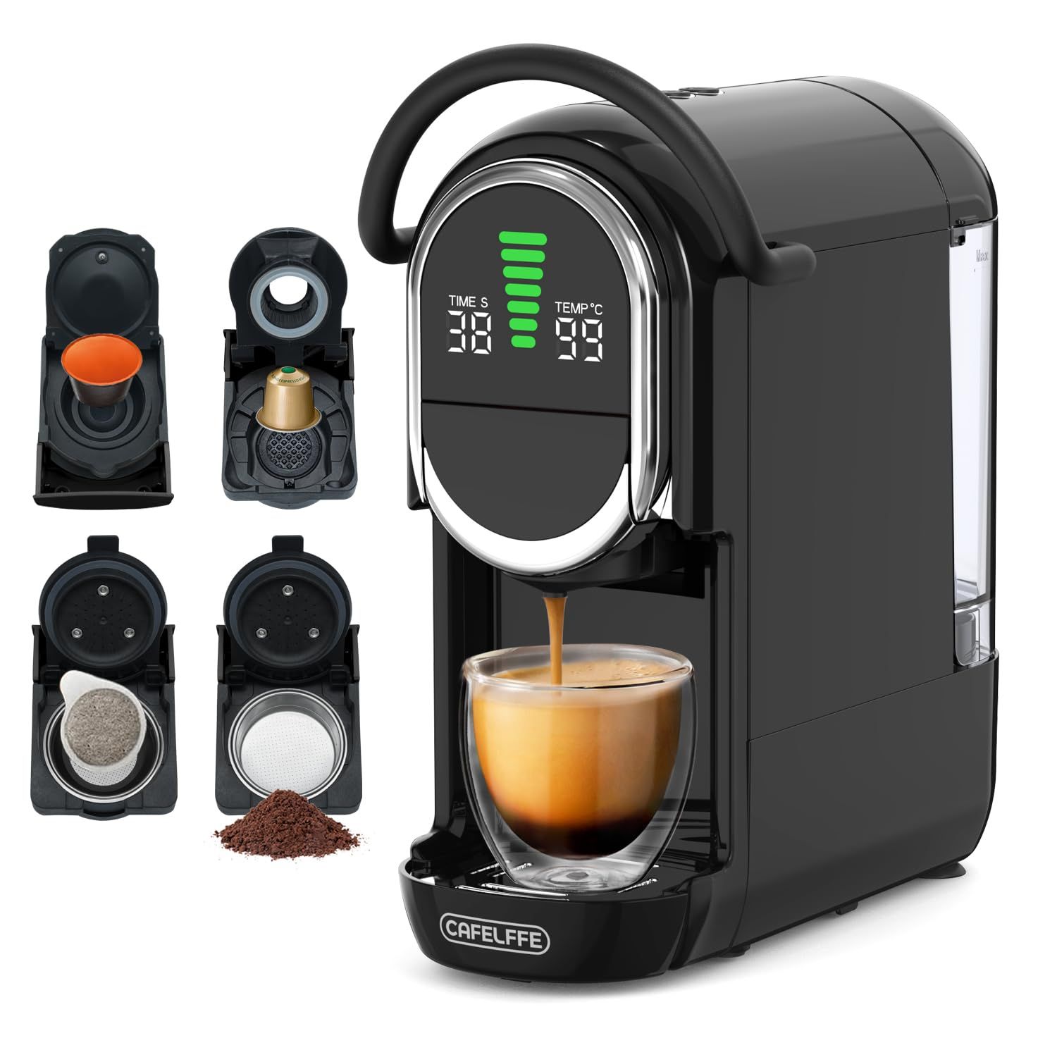CAFELFFE 4-In-1 Automatic Capsule Coffee Machine | Hot Cold Coffee Maker | Adjustable Temperature &amp;…
