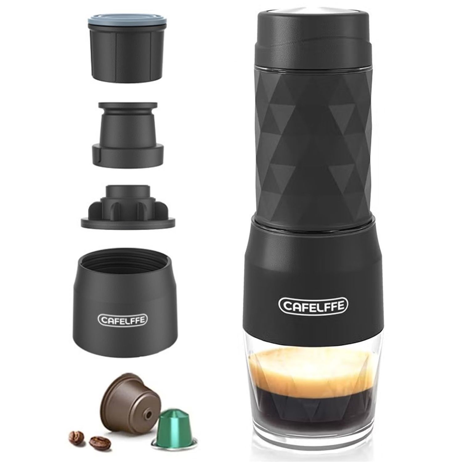URbazaar Mini Espresso Coffee Maker, Fast Coffee Brewer, Portable Espresso Machine,3-in-1 Manual Pi…