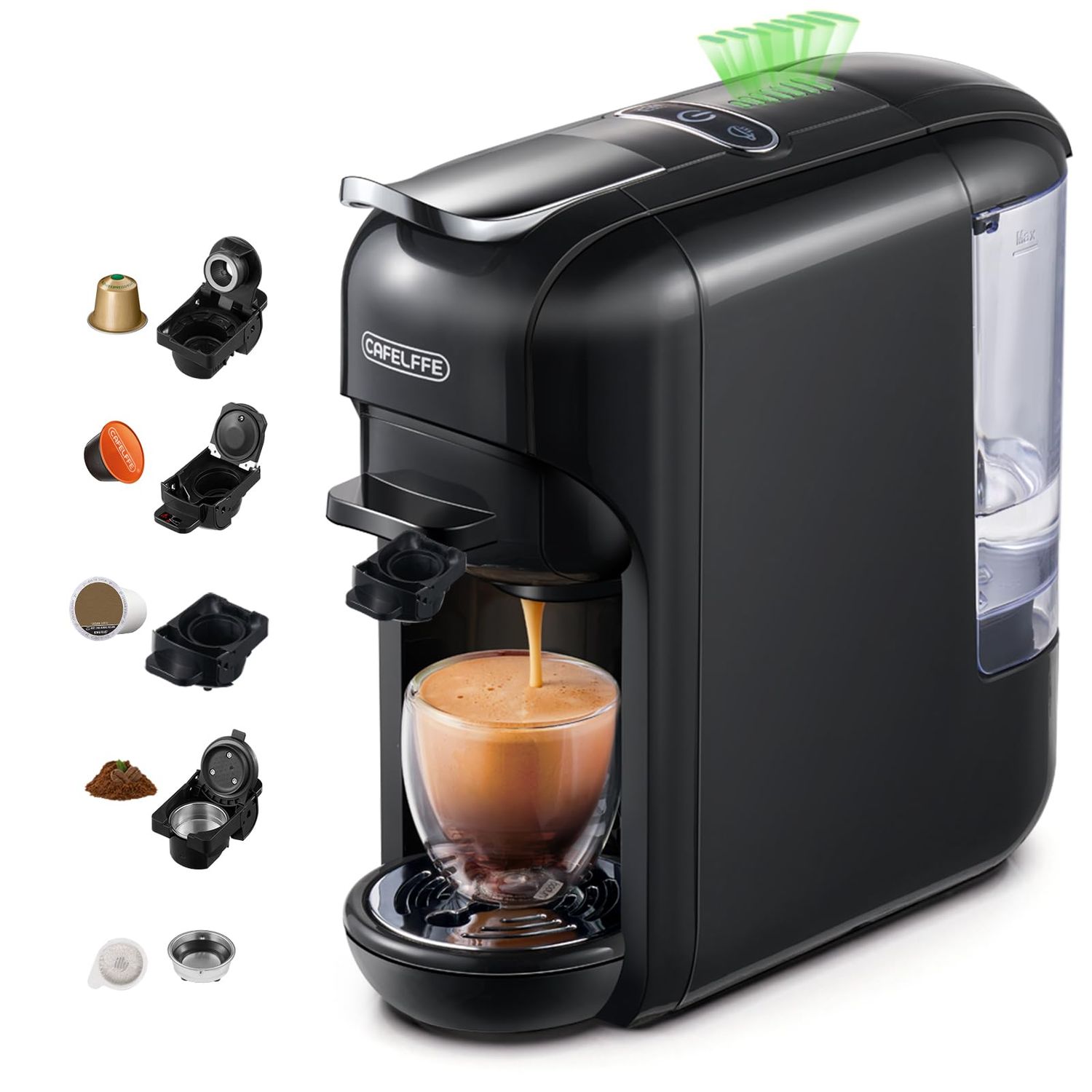 Cafelffe MK-606 5-in-1 Multi Capsule Coffee Machine with 7 Brew Size, Hot/Cold Brew Espresso Maker …