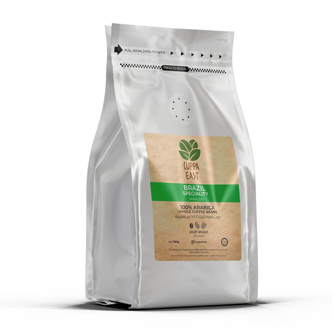 Cuppa East Brazil Speciality Arabica Coffee Beans, Light Roast, Vanilla Berry Hazelnut Flavor, 250g