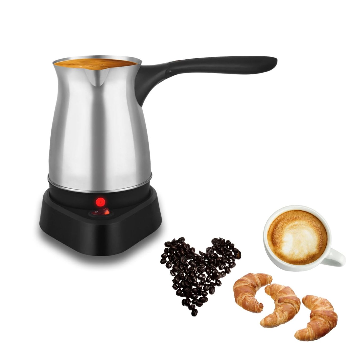 PINKE Turkish Coffee Maker, Stainless Steel 600ml Electric Turkish Coffee Machine, Electric Coffee …
